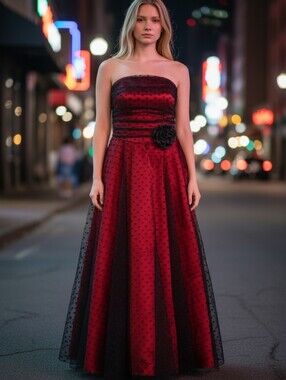 NWT $140 Scott McClintock Strapless Burgundy Evening Gown Sz 6